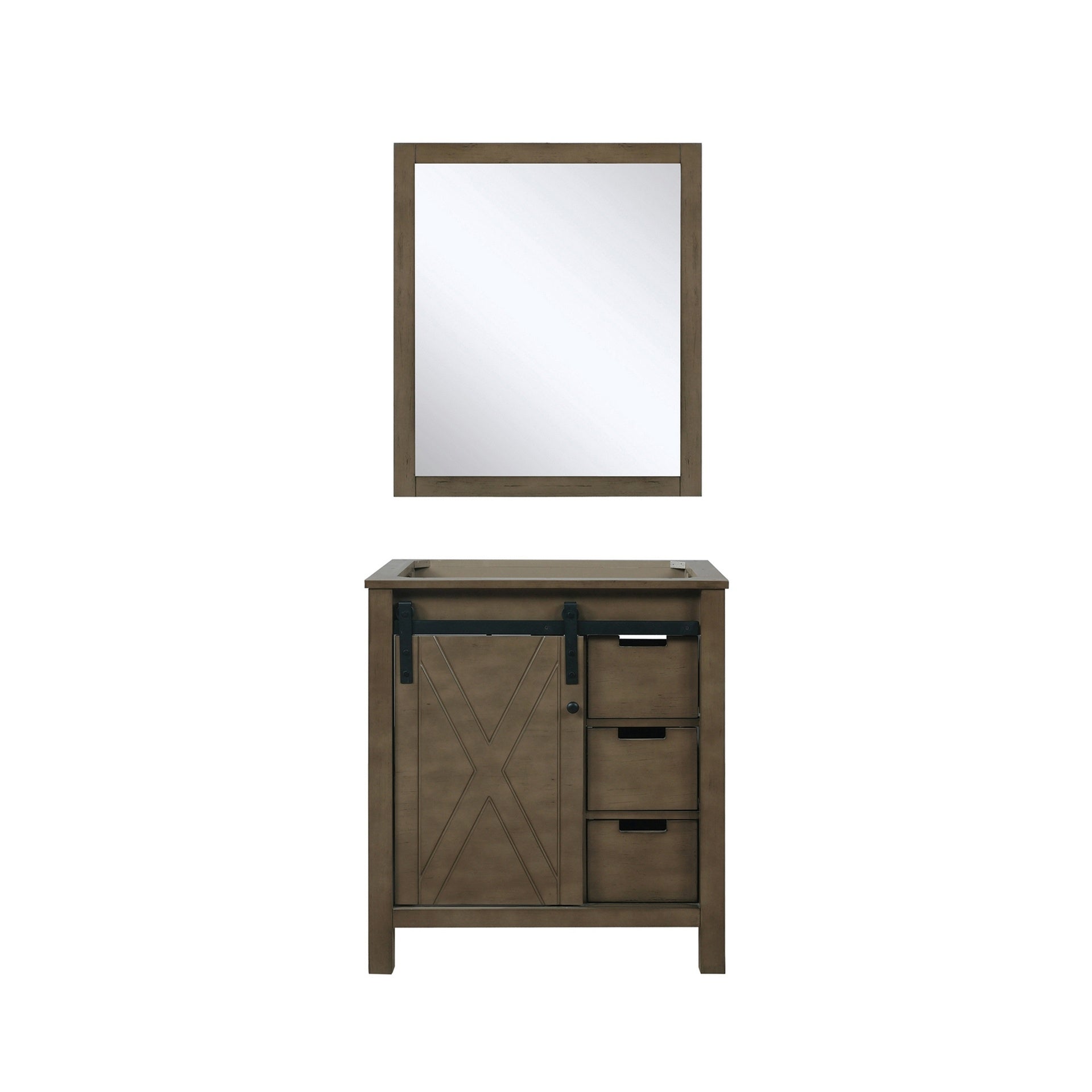 Rustic Brown Bath Vanity 30 in. W x 22 in. D, and 28 in. Mirror