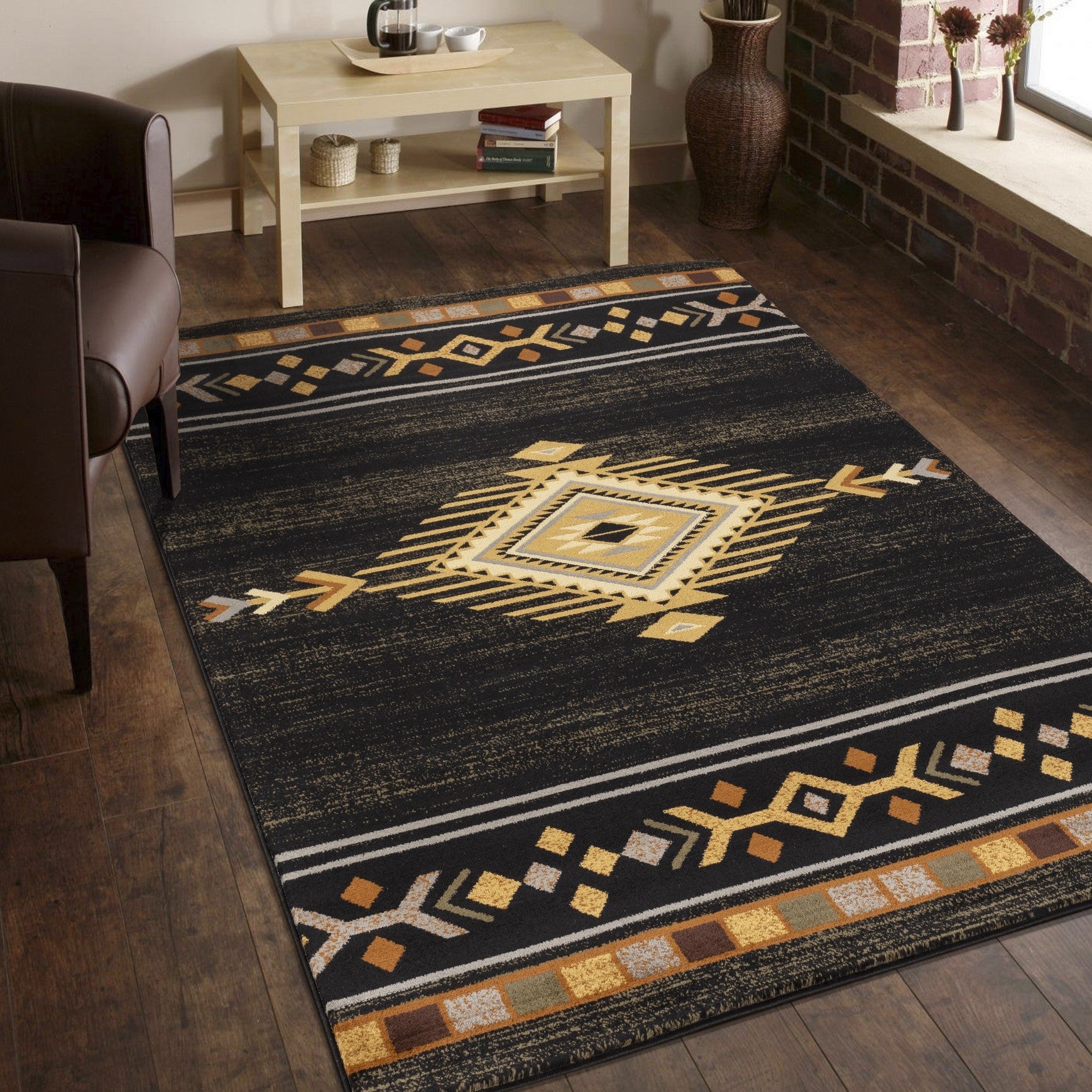 Tribes GC_YLS4001 Black 2 ft. 7 in. x 7 ft. 3 in. Southwest Area Rug