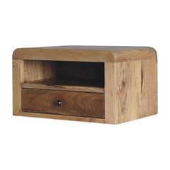 Chunky Floating Bedside,1-Drawer, 1 Open Slot, Oak-ish, Light Brown