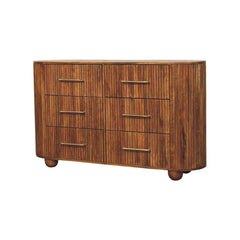 Solid Wood Ridgefront Chest – Amber Oak,6-Drawers