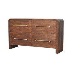 Solid Wood Copenhagen 4-Drawer Chest in Smoked Oak,Brown