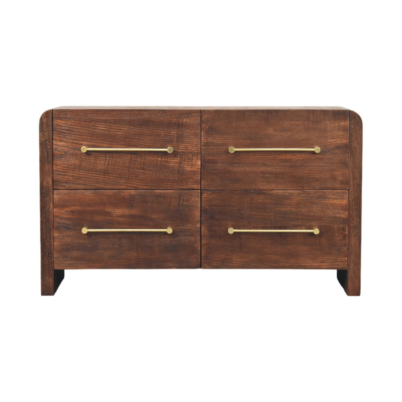 Solid Wood Copenhagen 4-Drawer Chest in Smoked Oak,Brown