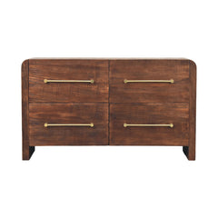 Solid Wood Copenhagen 4-Drawer Chest in Smoked Oak,Brown