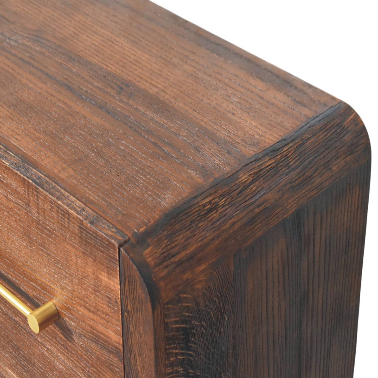 Solid Wood Copenhagen 4-Drawer Chest in Smoked Oak,Brown