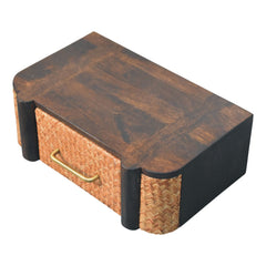 Solid Wood Rattan Curve Wall-Mounted Drawer,Brown
