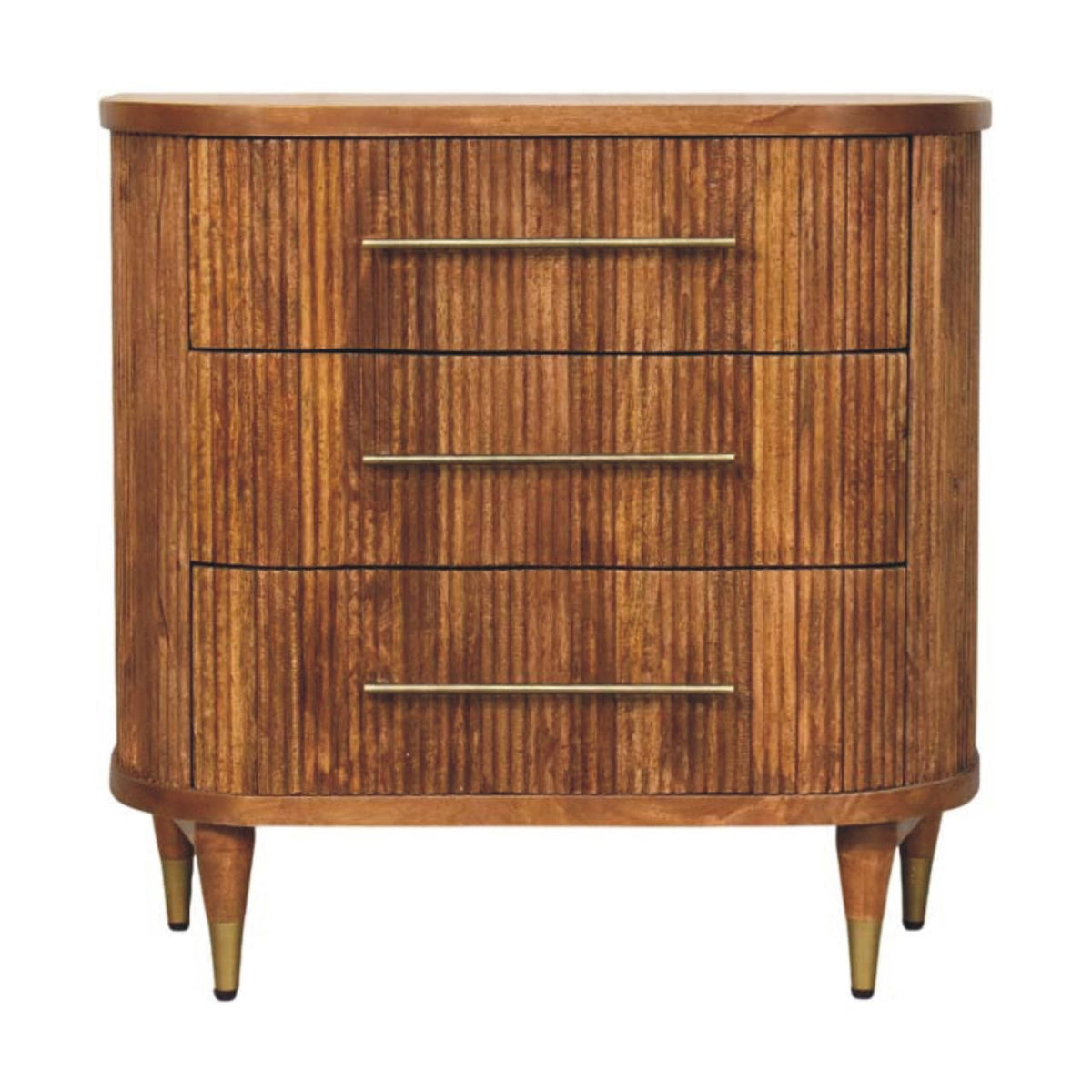 Solid Wood Emerson Ribbed 4-Drawer Chest,Brown,3-Drawers