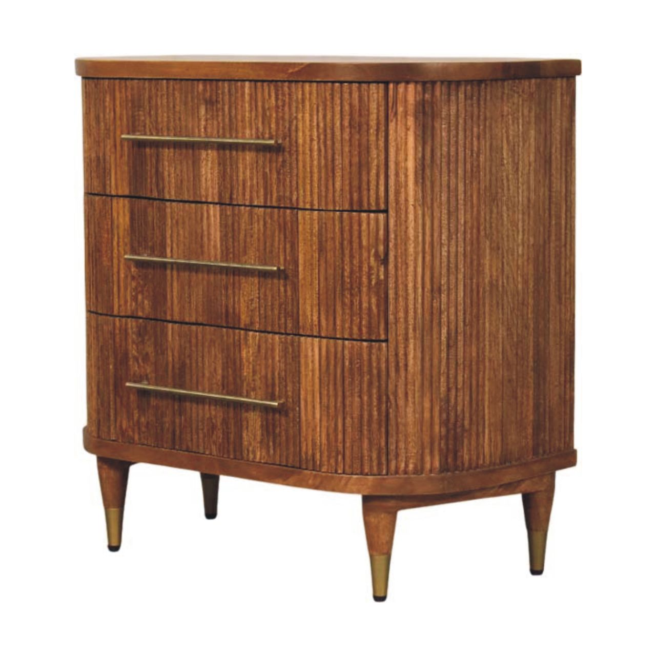 Solid Wood Emerson Ribbed 4-Drawer Chest,Brown,3-Drawers