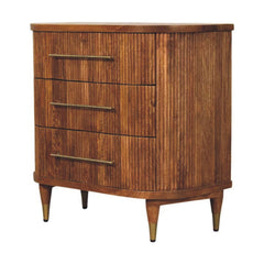 Solid Wood Emerson Ribbed 4-Drawer Chest,Brown,3-Drawers