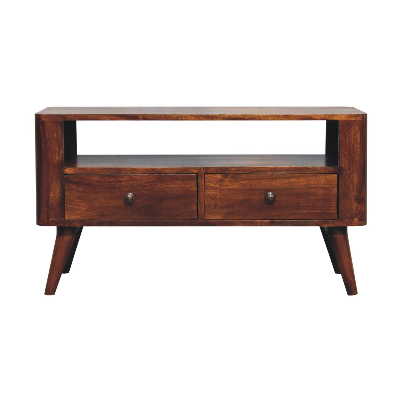 Bera Media Unit, 2-Drawers, 1 Open-Slot, Nordic Legs, Dark Brown