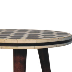 Solid Wood Bone Inlay With Honey Tripod Stool Caramel Finish, Dark Brown