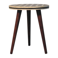 Solid Wood Bone Inlay With Honey Tripod Stool Caramel Finish, Dark Brown