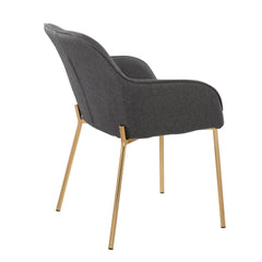 Daniella Contemporary Dining Chair in Gold Metal and Charcoal Fabric by LumiSource - Set of 2