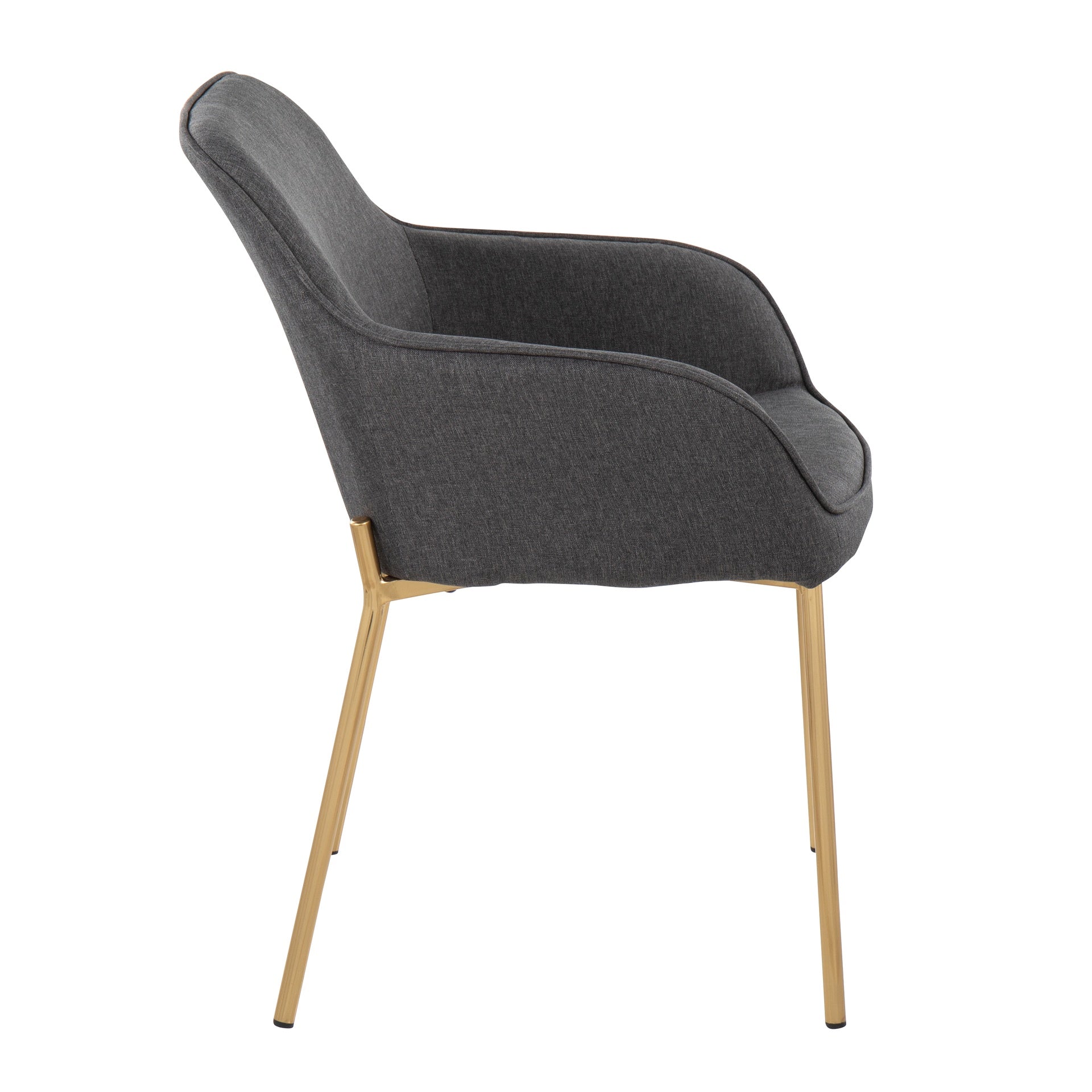 Daniella Contemporary Dining Chair in Gold Metal and Charcoal Fabric by LumiSource - Set of 2