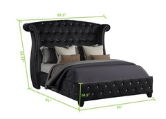 Queen 5 Pc Upholstery Bedroom Set Made With Wood in Black