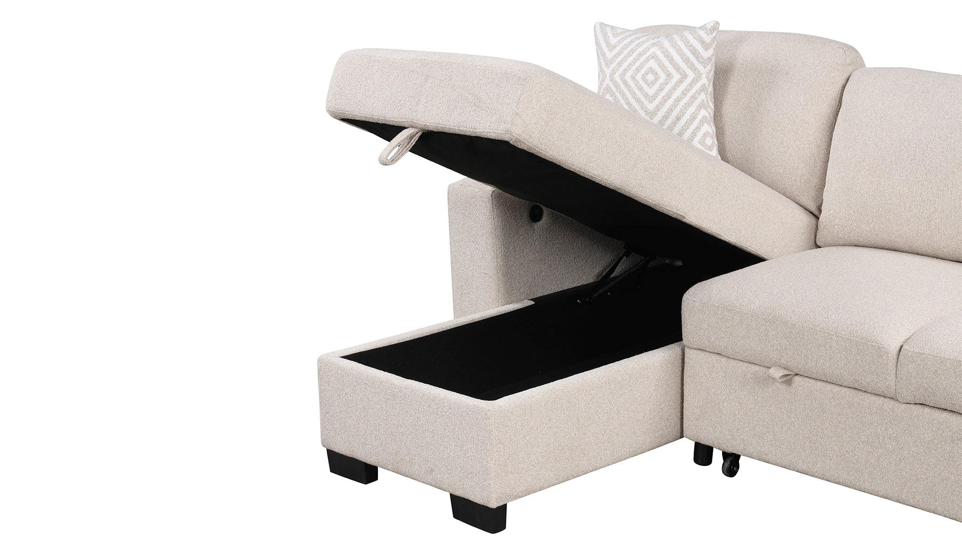 Pinto Modern Style Sectional Sofa Made with wood and Velvet Material in Beige (CA Inventory)