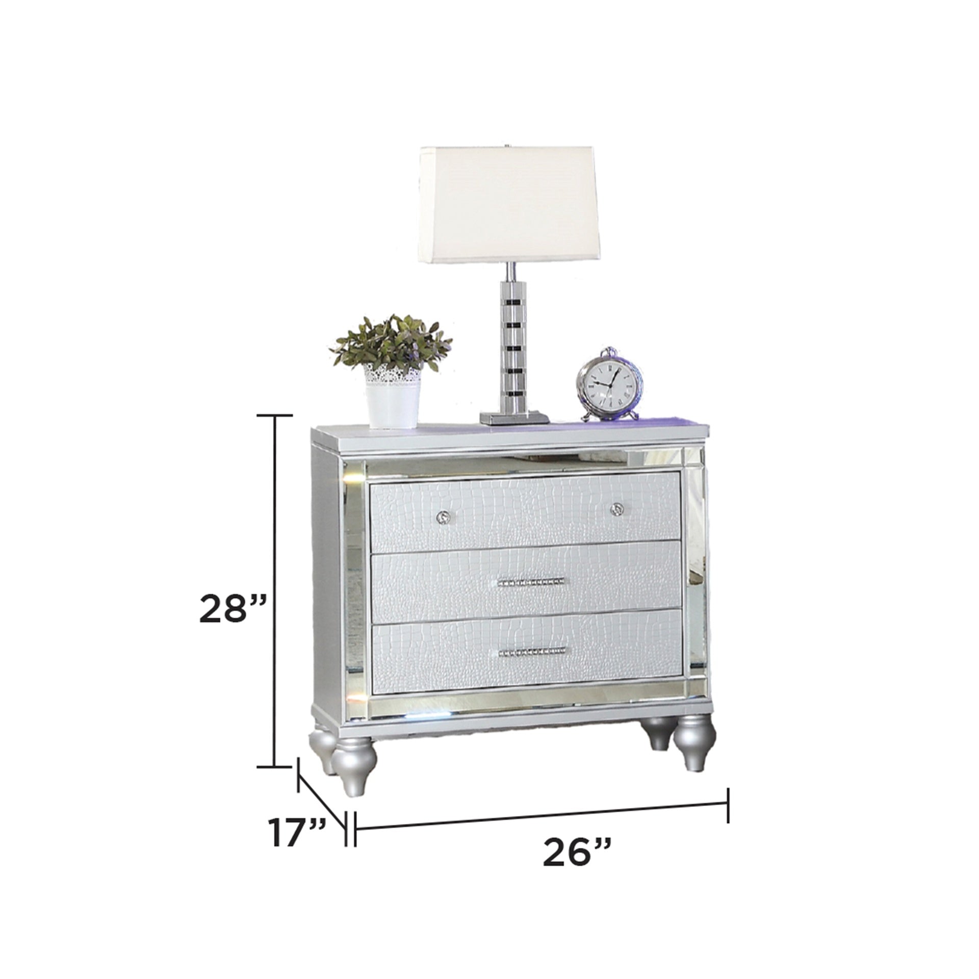 STERLING Full 4 PC LED Bedroom set made with wood in Silver Color (CA INVENTORY)