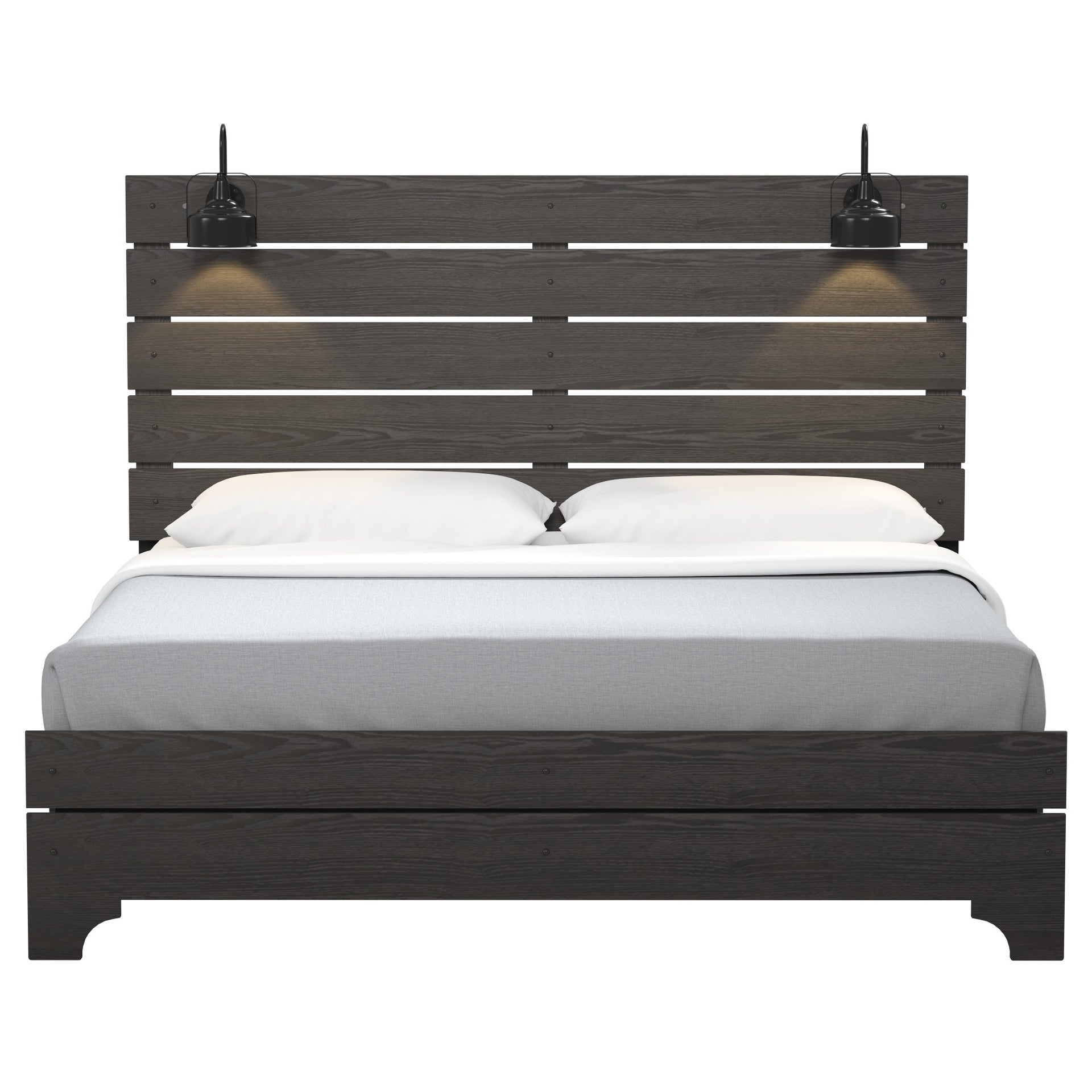 Brown Queen Bed With Lights