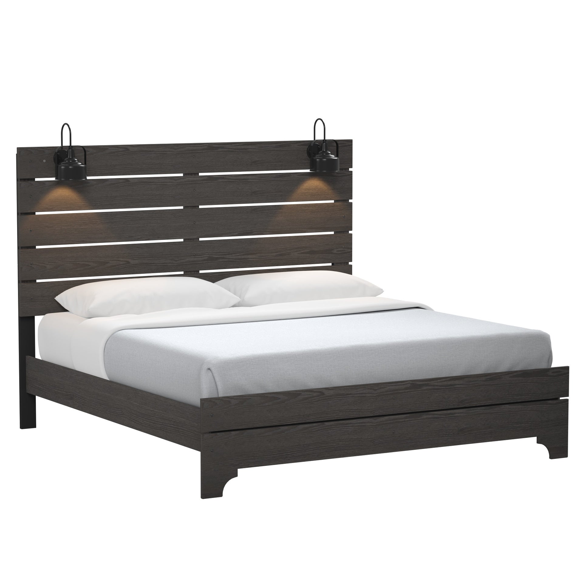 Brown Queen Bed With Lights