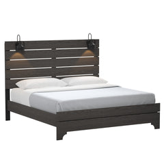 Brown Queen Bed With Lights