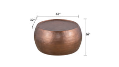 CT501 Modern Contemporary Round Aluminum material 32" Coffee Table, Farmhouse Table with Glossy Hand Hammered Design Antique Copper  same as B009P298417 (CA inventory)