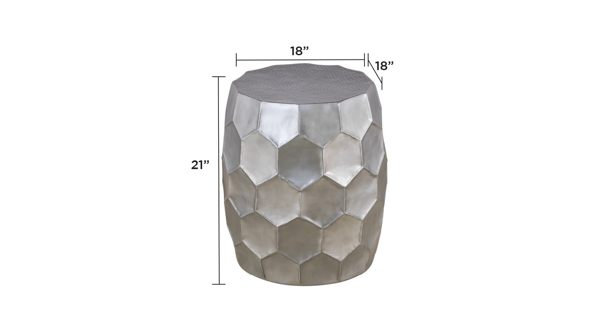 ET101 Modern Contemporary Aluminum material 21" Height End Table, Side Table with Glossy Diamond-Patterned Base Antique Silver  same as B009P295930 (CA inventory)