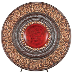 21" Diameter Polyresin Decorative Plaque, Red and Brown