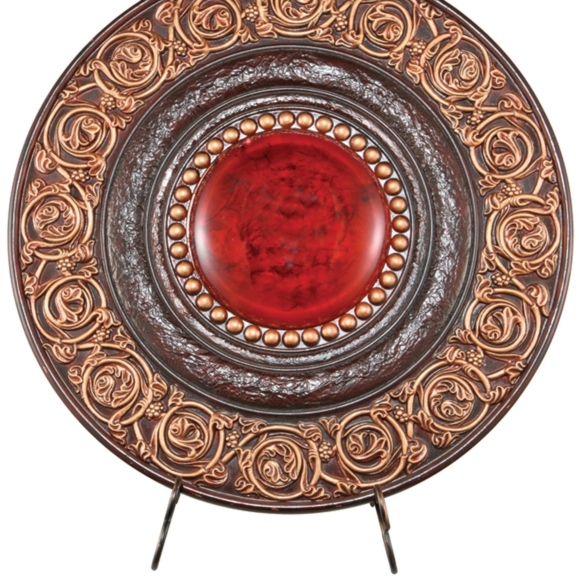 21" Diameter Polyresin Decorative Plaque, Red and Brown