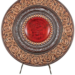 21" Diameter Polyresin Decorative Plaque, Red and Brown