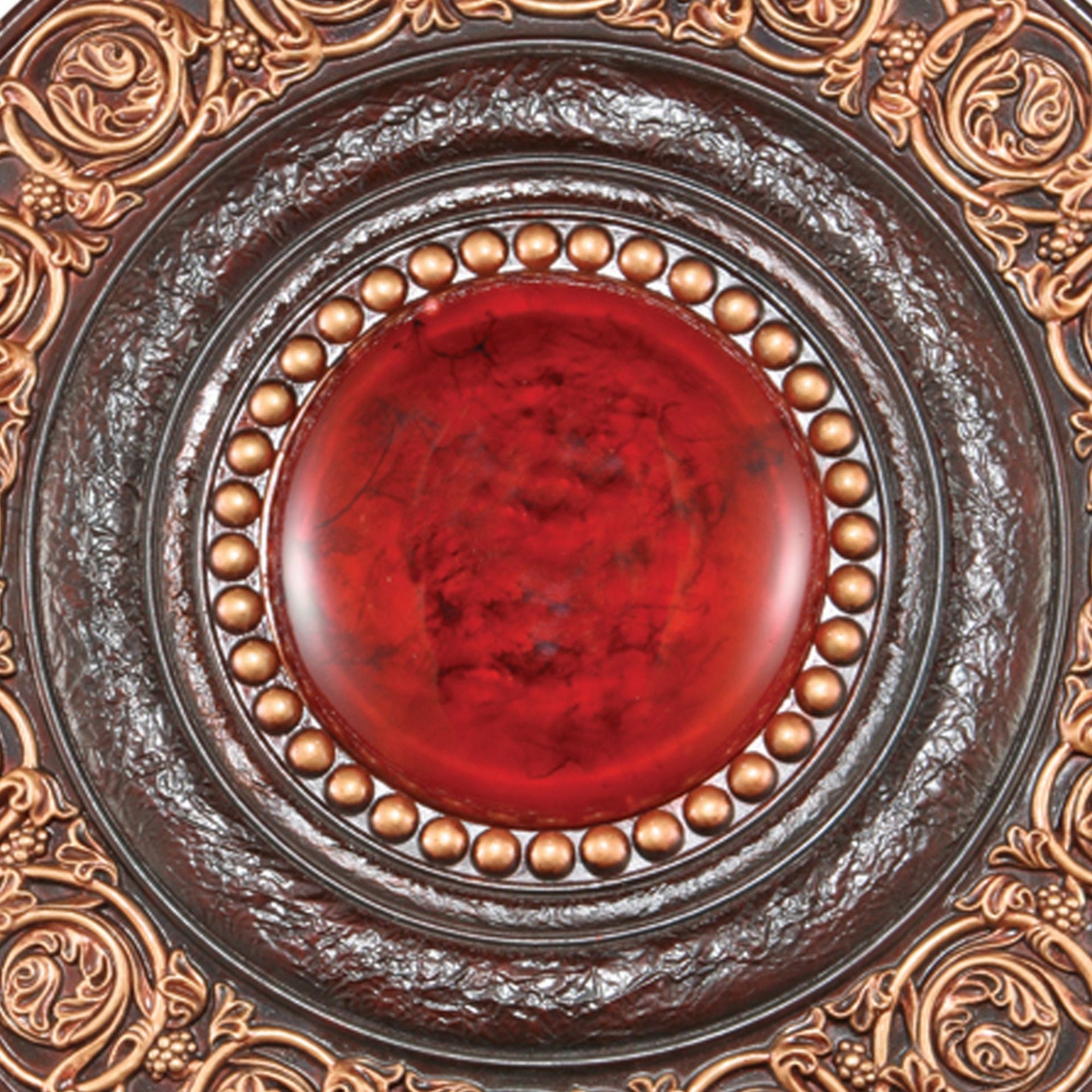 21" Diameter Polyresin Decorative Plaque, Red and Brown