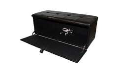 18.5" Tall Leather Upholstered Leather Storage Bench, Brown