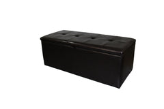 18.5" Tall Leather Upholstered Leather Storage Bench, Brown