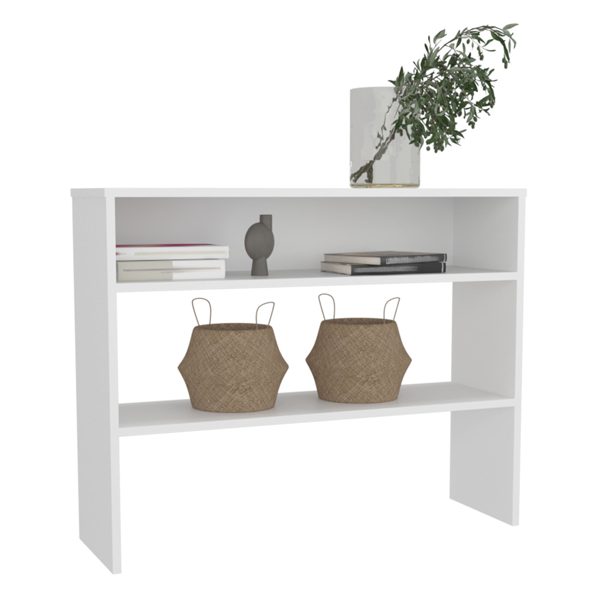 Library Desk 31.5" H, with 2 Shelves and 2 Legs, White