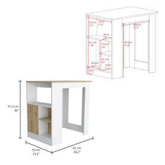 Stirling Kitchen Island with 1-Door Cabinet Push to open System and Side Shelves