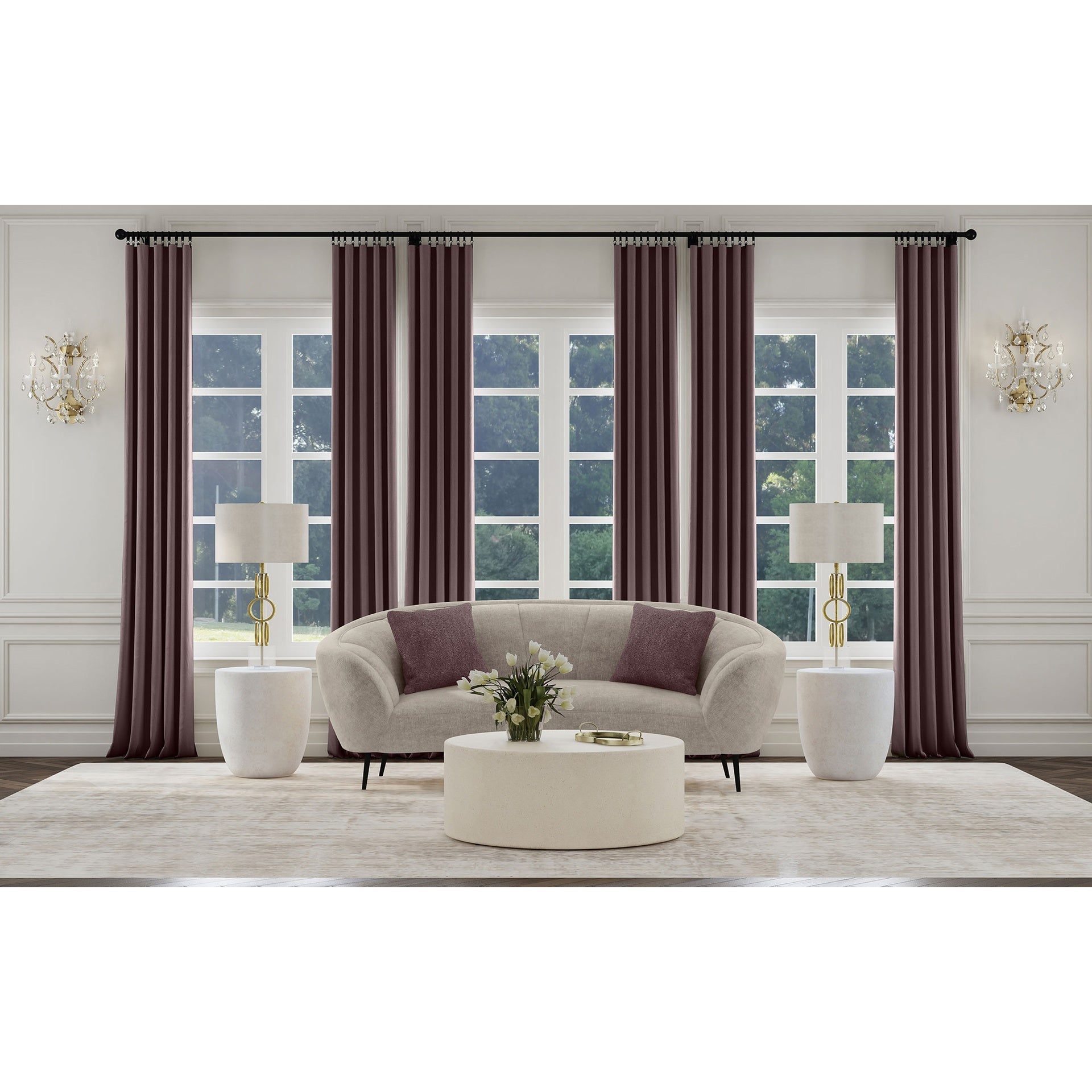 Saanich Beige Upholstered Curved Loveseat
