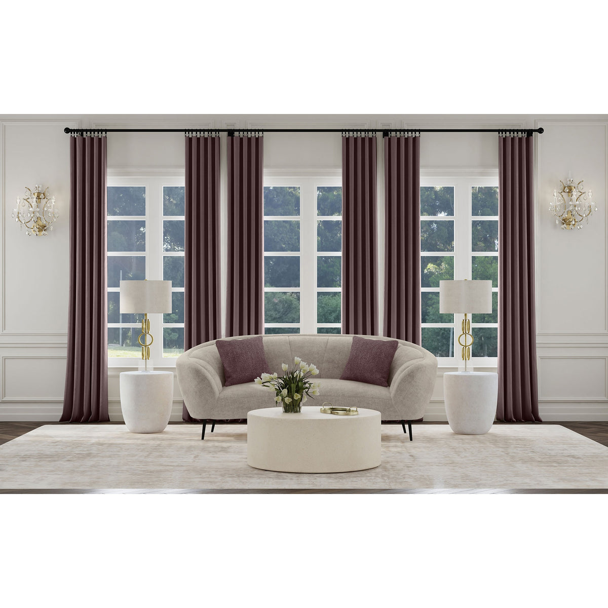 Saanich Beige Upholstered Curved Loveseat
