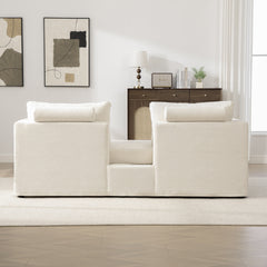 82.68" Wide Extra-large Double-seater Sofa, Chenille Upholstered, With Two Armrest Pillows And Two Backrest Pillows, Suitable For Bedrooms, Living Rooms, And Window Seating.Beige