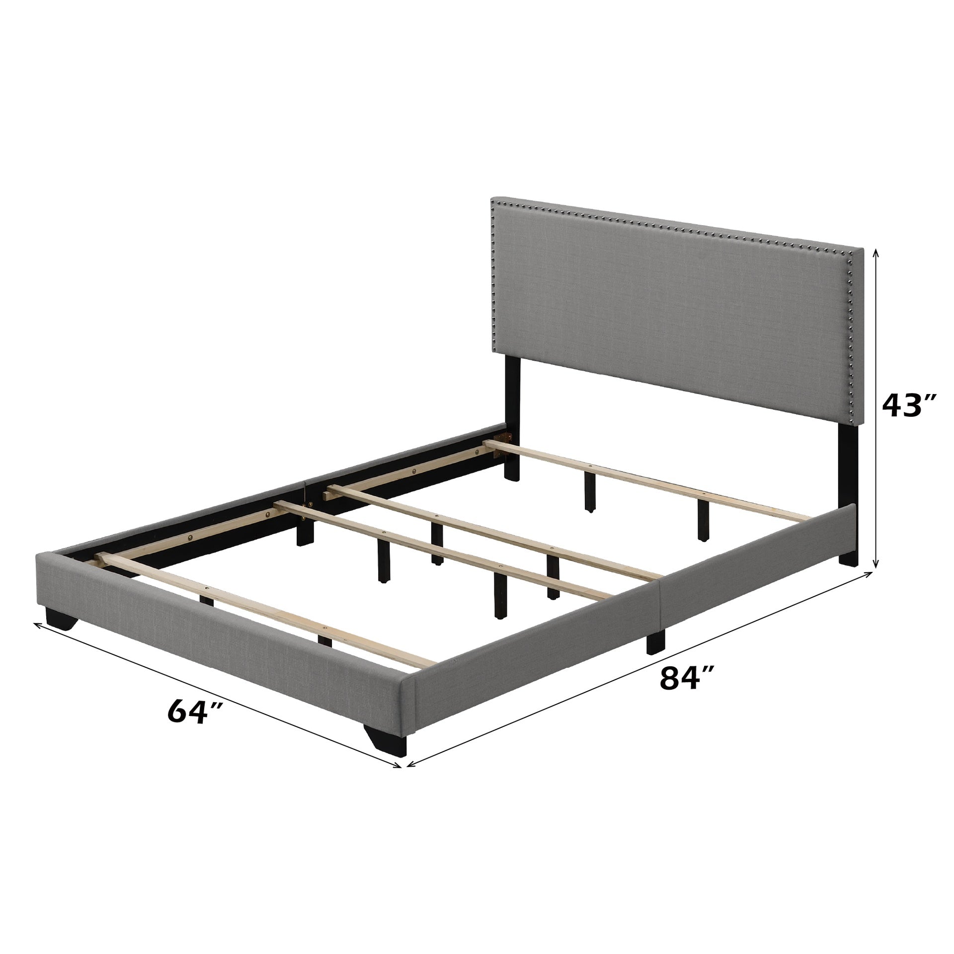 Leandros Light Gray Fabric Queen Bed