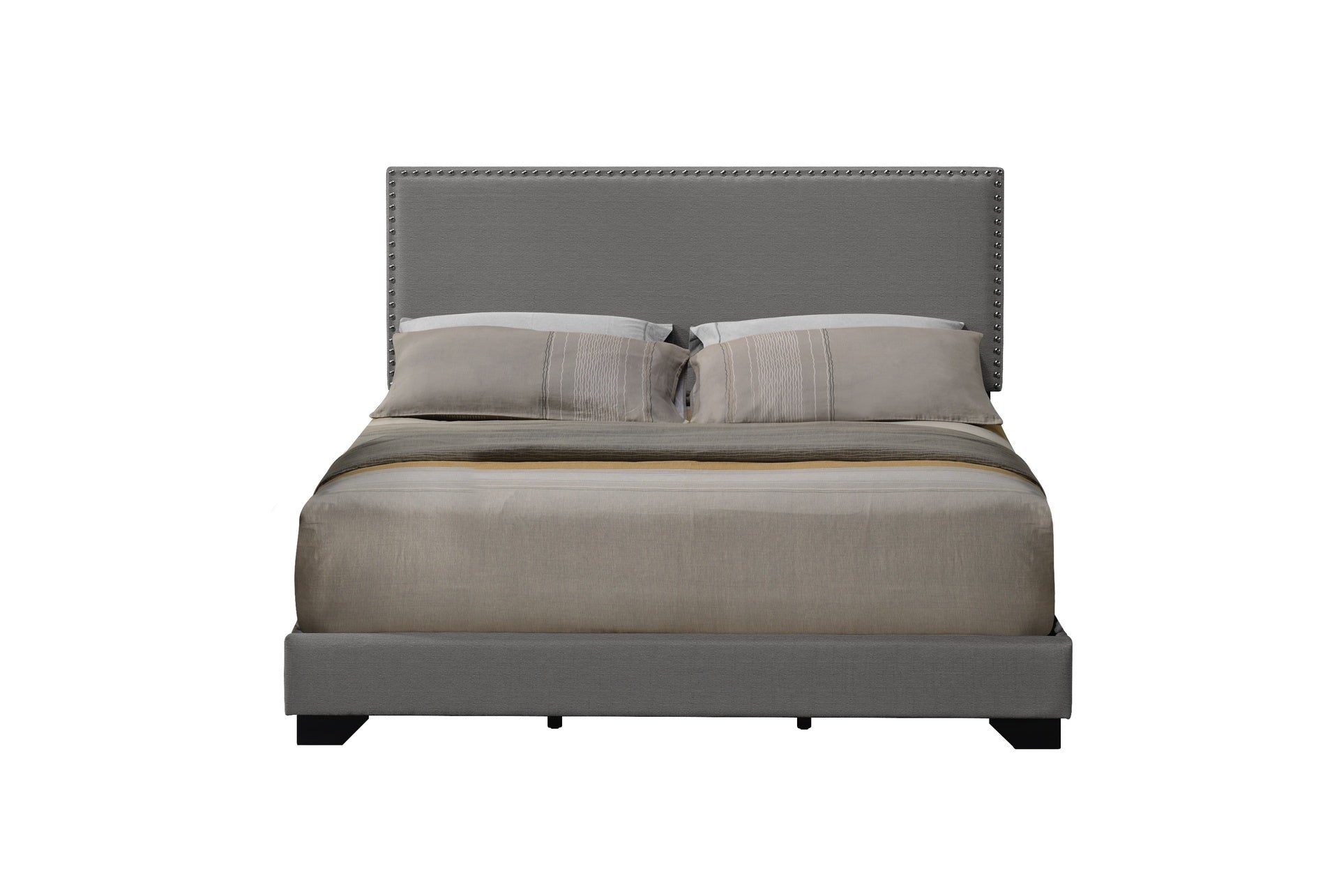 Leandros Light Gray Fabric Queen Bed