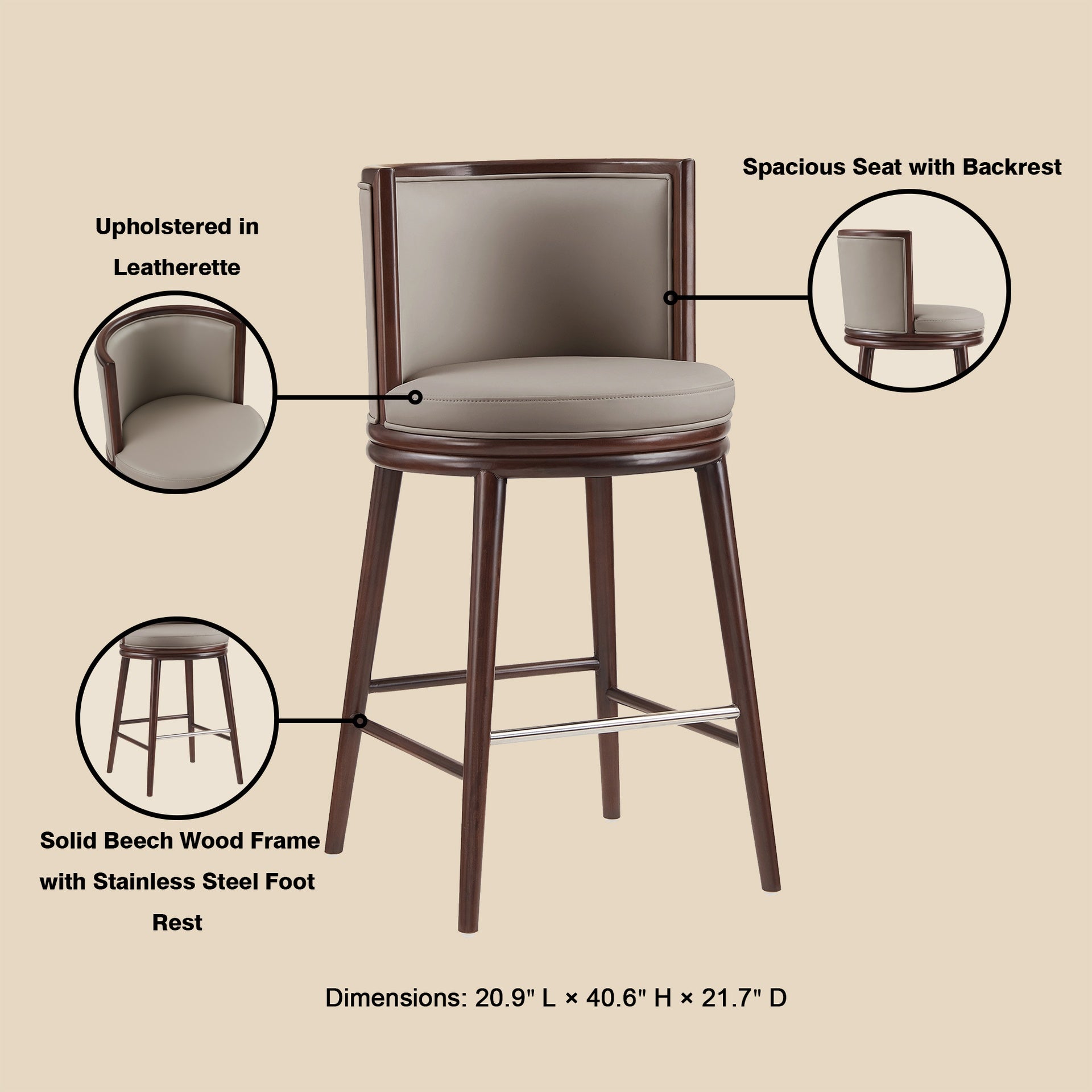 Barstool in Taupe