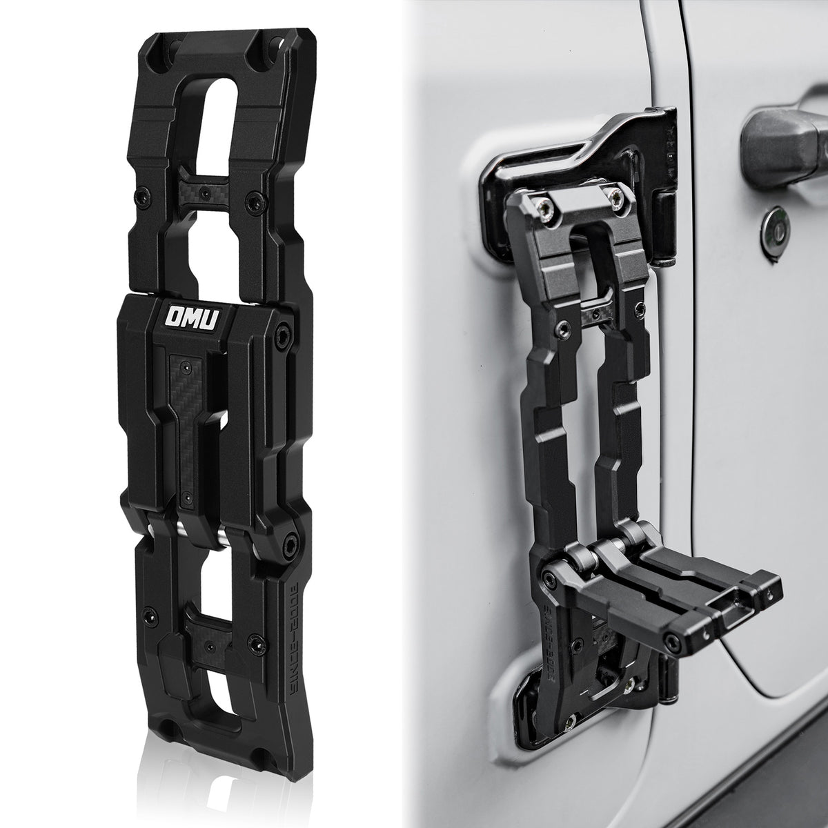 OMU Genesis Series Door Hinge Step Aluminum Door Hinge Step Folding Foot Pedal Side Ladder Compatible with 2007-2017 Jeep Wrangler JK,2018-2025 Jeep Wrangler JL & 2020-2025 Jeep Gladiator
