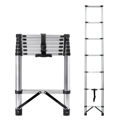 8.56 feet Compact Telescoping Ladder for Loft RV Household, Portable Telescopic Ladder with Non-Slip Rubber Feet, Max Load 150kg/330lb