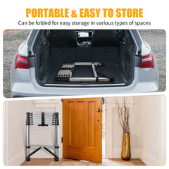 8.56 feet Compact Telescoping Ladder for Loft RV Household, Portable Telescopic Ladder with Non-Slip Rubber Feet, Max Load 150kg/330lb