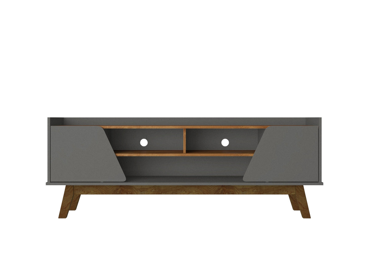 TV Stand in Dark Sage Gray and Brown
