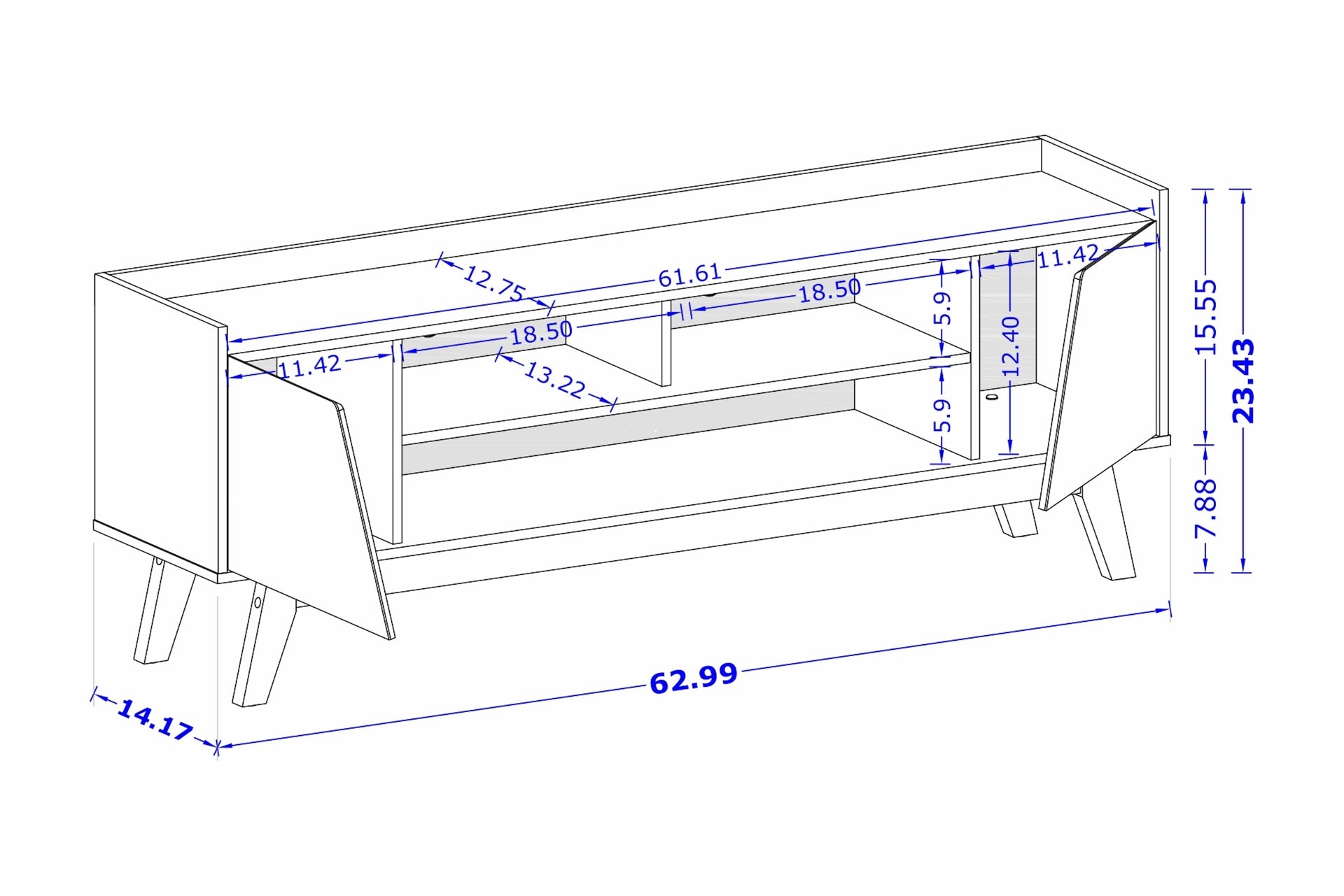 TV Stand in Dark Sage Gray and Brown