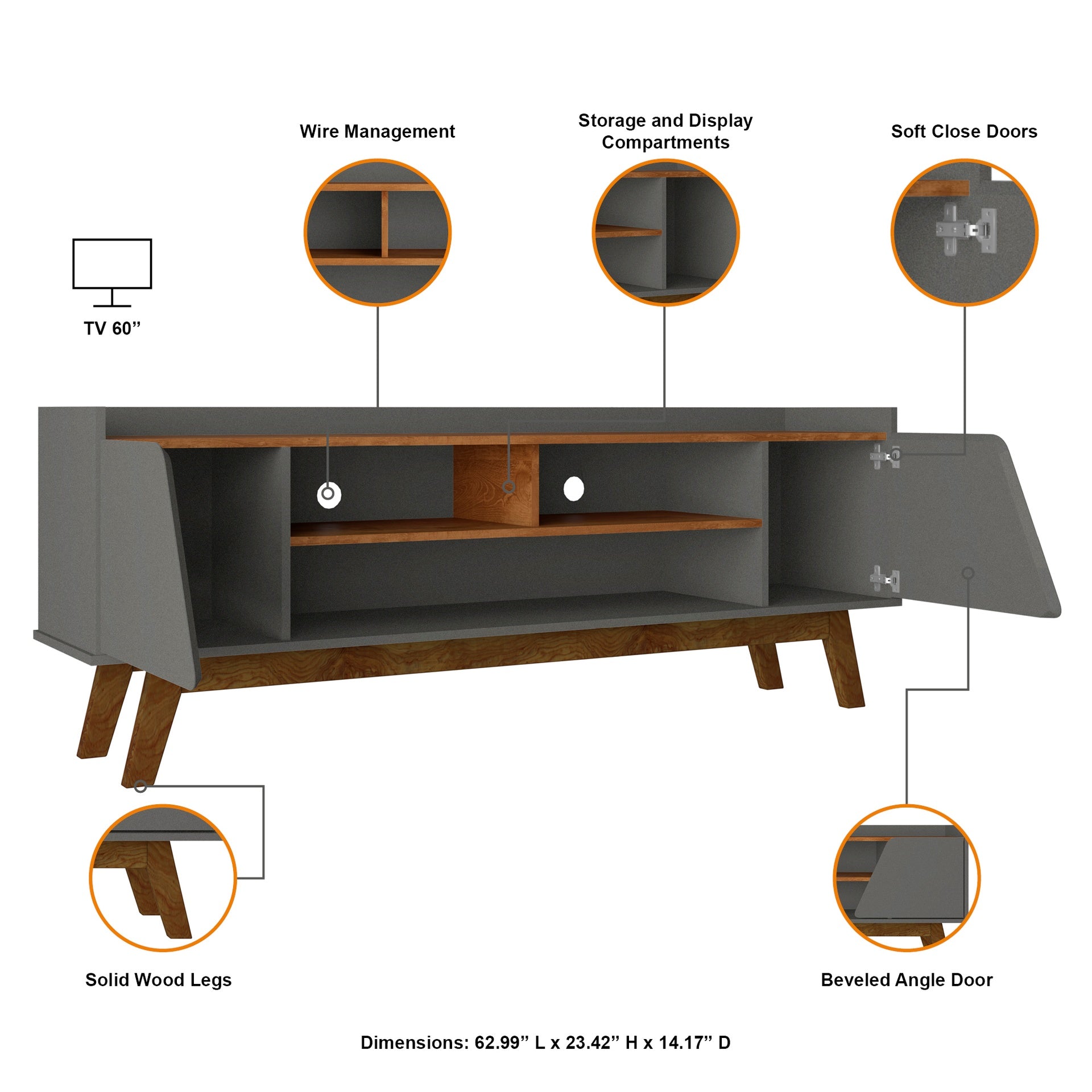 TV Stand in Dark Sage Gray and Brown
