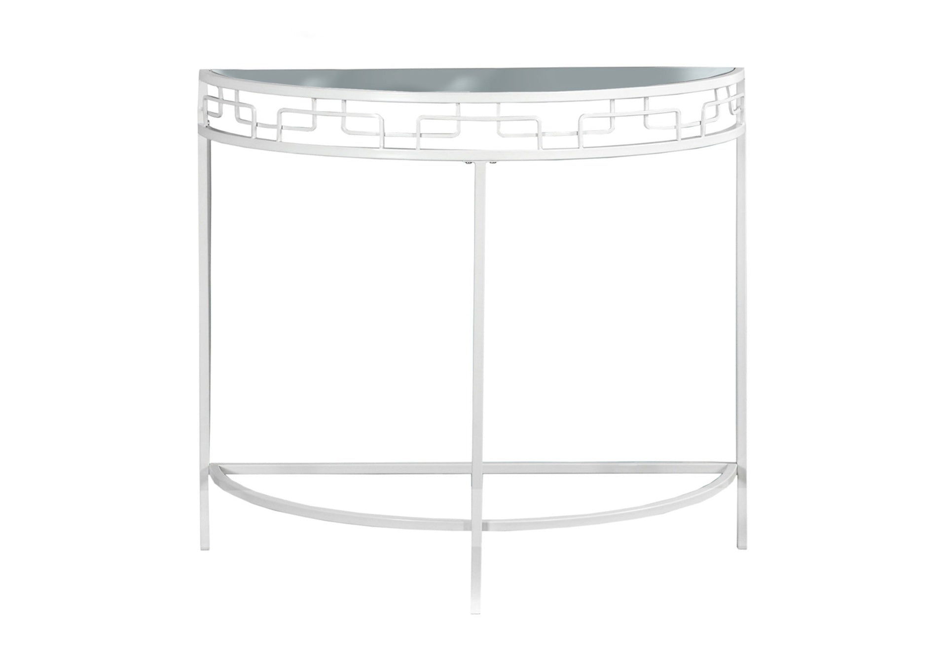 Accent Table, Console, Entryway, Narrow, Sofa, Living Room, Bedroom, Clear Tempered Glass, White Metal, Contemporary, Modern