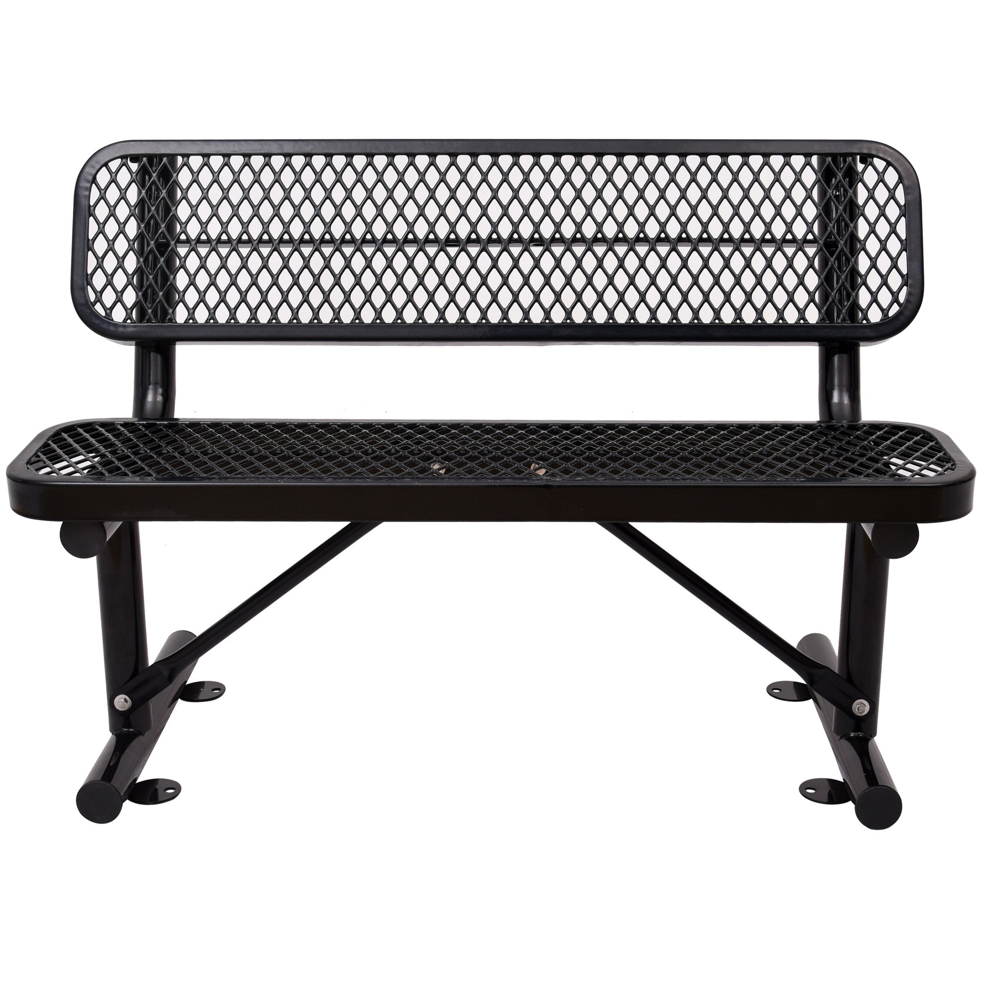 4 ft. Outdoor Steel Bench with Backrest BLACK