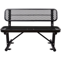 4 ft. Outdoor Steel Bench with Backrest BLACK