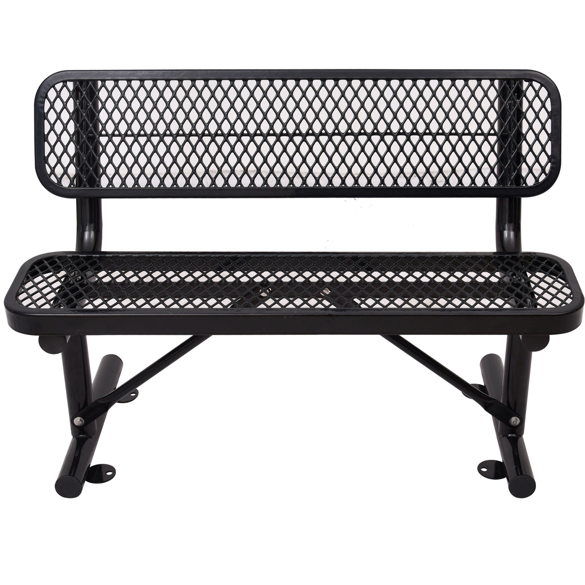 4 ft. Outdoor Steel Bench with Backrest BLACK