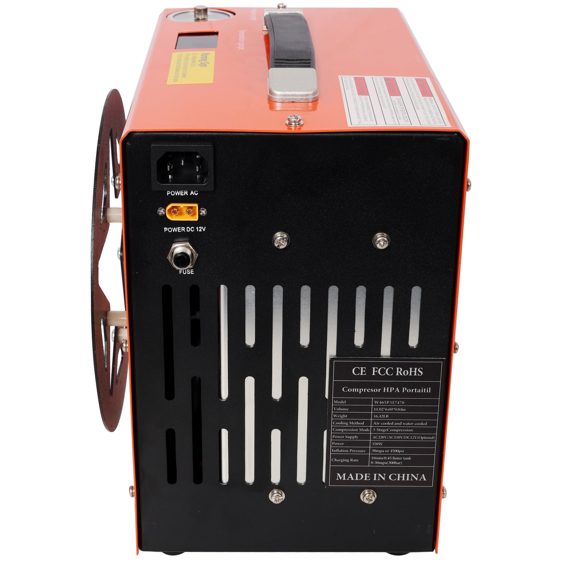 PCP Air Compressor, 4500PSI/30Mpa Portable PCP Airgun Compressor with Built-in Power Converter, Auto-Stop DC12V/AC120V Oil & Water-Free Air Rifle, Paintball and Scuba Tank Compressor Pump